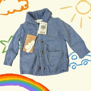 Angel Dear Blue Knit Sweater with Buttons